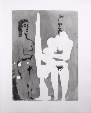 Aquatinta Picasso - Peintre debout à son chevalet avec son modèle, 1966