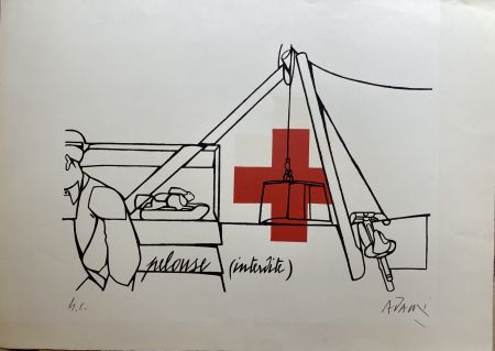 Lithographie Adami - Pelouse interdite