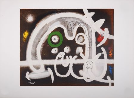Lithographie Miró (After) - Personnage et Oiseau, 1984 - Limited Edition!