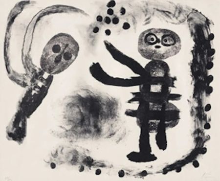 Lithographie Miró - Petite fille au bois