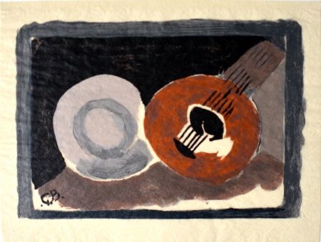 Lithographie Braque - Petite guitare
