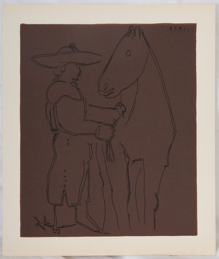 Linolschnitt Picasso - Picador et cheval