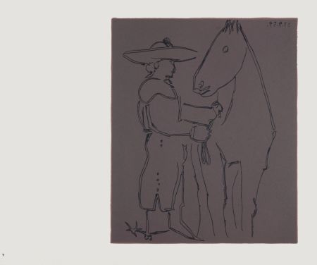 Linolschnitt Picasso (After) - Picador et cheval, 1962