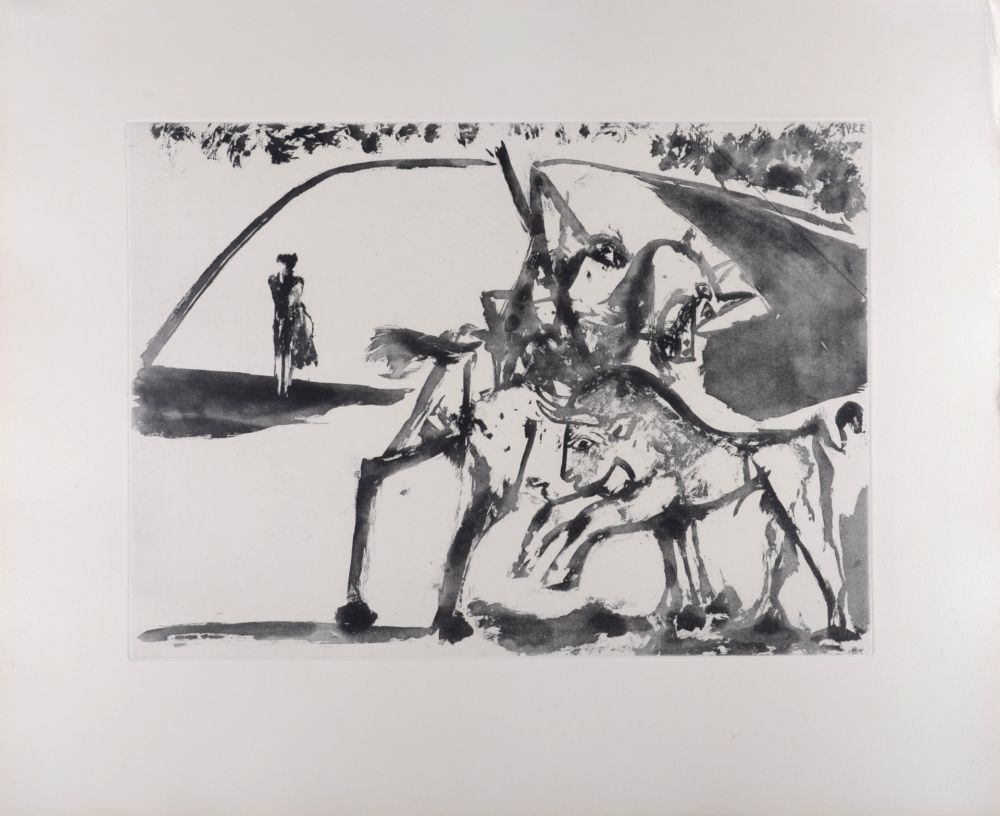 Aquatinta Picasso - Picador et Torero dans l'arène, 1947