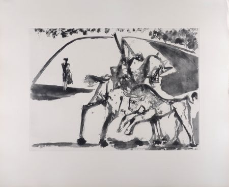 Aquatinta Picasso - Picador et Torero dans l'arène, 1947