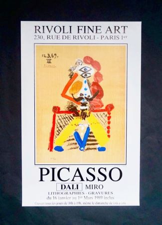Lithographie Picasso - Picasso - Dali - Miro, Rare lithographic exhibition poster, 1989 