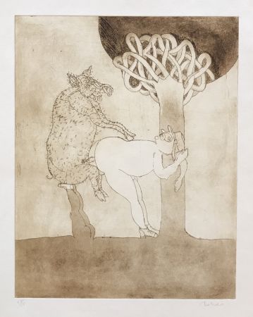 Stich Toledo - Pig and Man by Tree