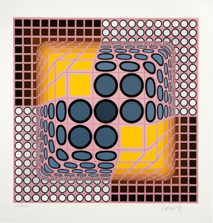 Siebdruck Vasarely - Pink Composition