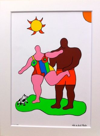 Siebdruck De Saint Phalle - Pink nana and black man