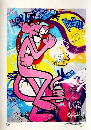 Lithographie Fat - Pink Panther Rock & Roll