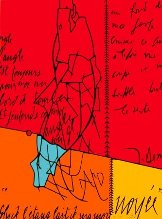 Lithographie Adami - Placard Derrida