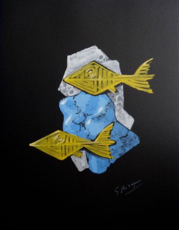 Lithographie Braque - Poissons dorés