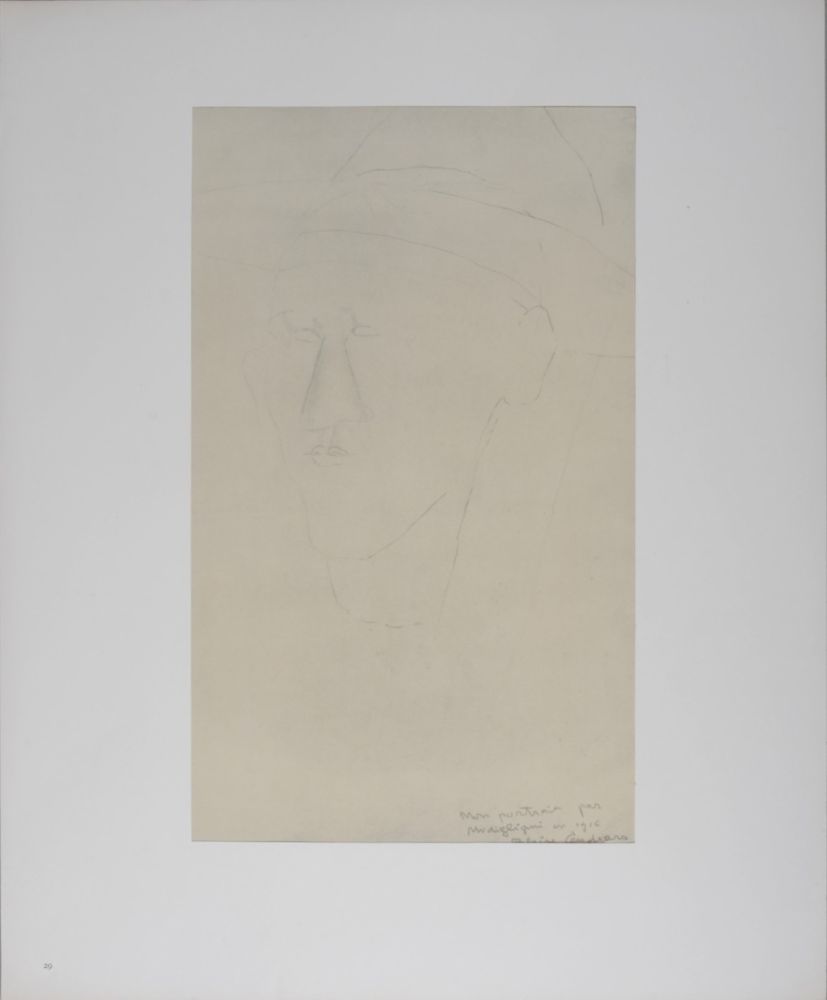 Lithographie Modigliani - Portrait de Blaise Cendrars