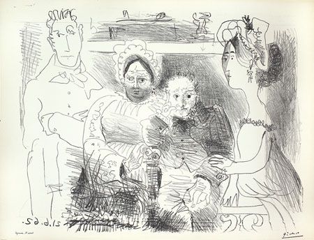 Lithographie Picasso - Portrait de Famille II