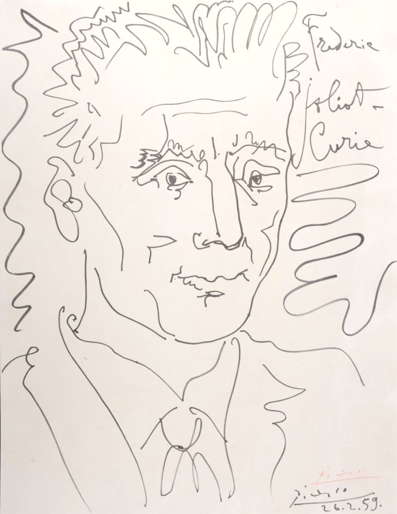 Lithographie Picasso (After) - Portrait de Frédéric Joliot-Curie, 1959