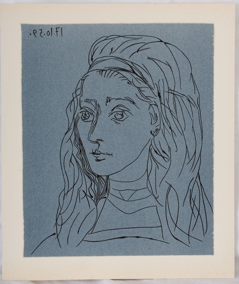 Linolschnitt Picasso - Portrait de Jacqueline