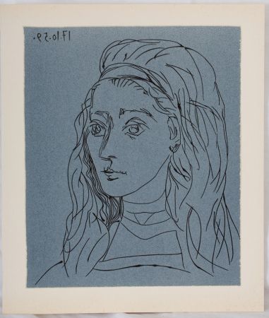 Linolschnitt Picasso - Portrait de Jacqueline