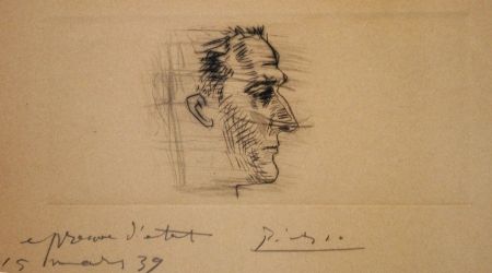 Kaltnadelradierung Picasso - Portrait de Marcel Boudin
