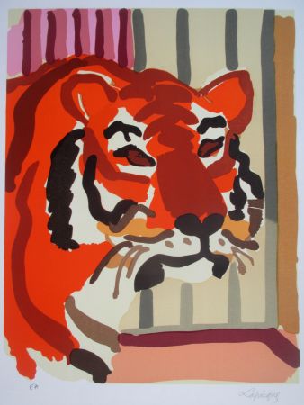 Lithographie Lapicque - Portrait de Tigre