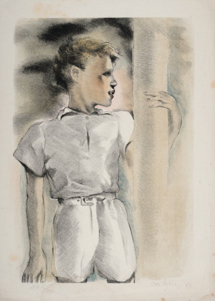 Lithographie Lydis - Portrait d'enfant, 1938 - Hand-signed