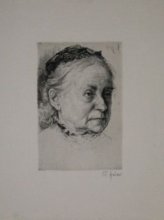Stich Halm - Portrait einer alten Dame