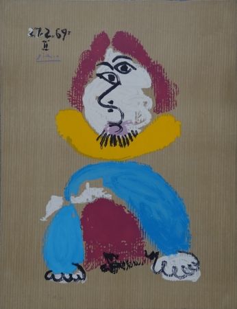 Lithographie Picasso - Portrait Imaginaire - Homme au col jaune