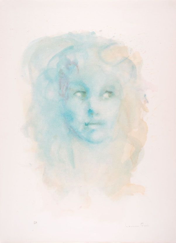 Lithographie Fini - Portrait imaginaire bleu