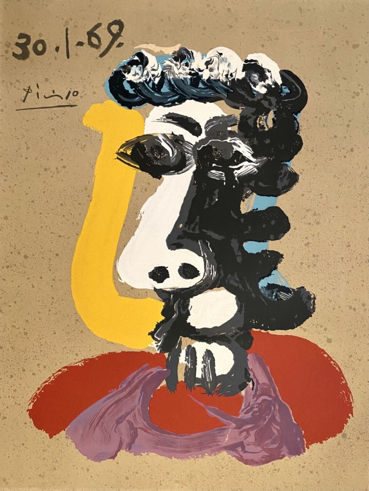 Lithographie Picasso - Portrait Imaginaires 30.1.69