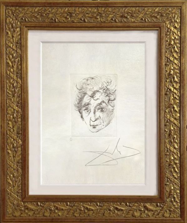 Kaltnadelradierung Dali - Portrait of Marc Chagall