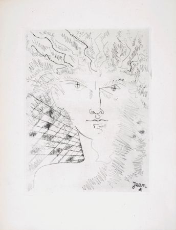 Radierung Cocteau - Portrait surréaliste, 1946