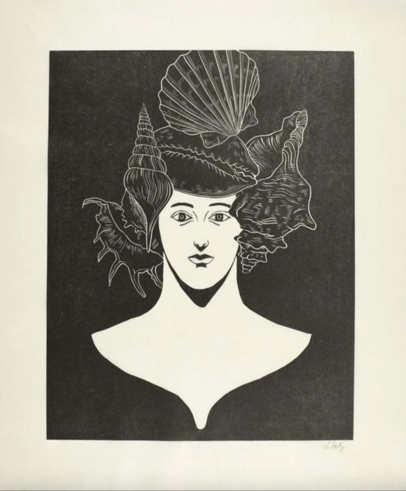 Holzschnitt Party - Portrait With Shells