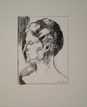 Lithographie Hodler - Profilbildnis von Frau Hodler.