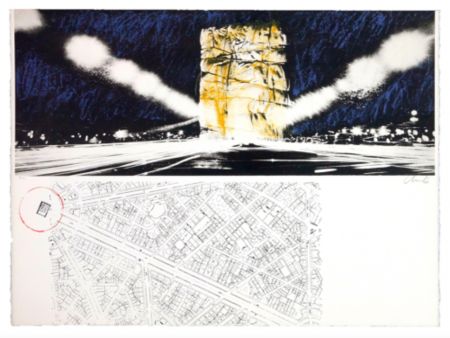 Lithographie Christo - Project for the Arc de Triomphe, Paris