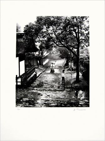 Lithographie Tourenne - Promenade dans la brume - Japon