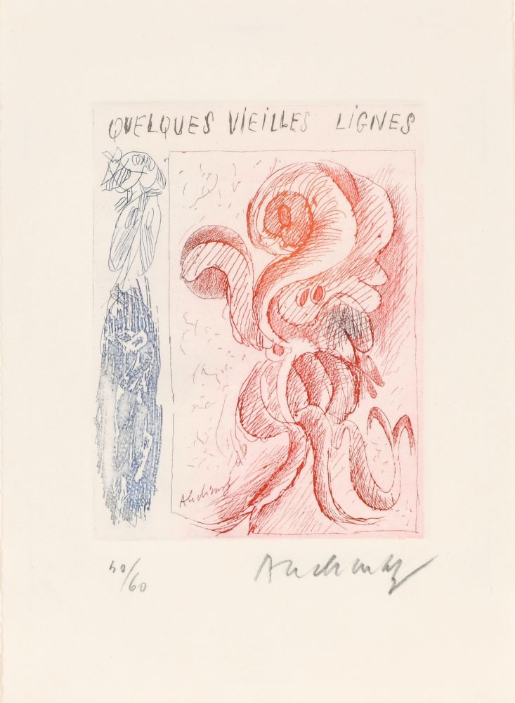 Radierung Alechinsky - Quelques vieilles lignes I