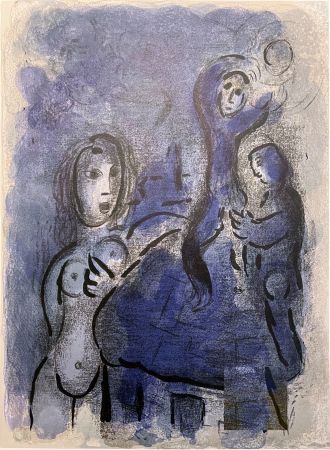 Lithographie Chagall - RAHAB ET LES ESPIONS DE JÉRICHO (Dessins pour la Bible, 1960)
