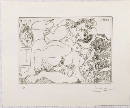 Radierung Picasso - Raphael et la Fornarina,3.. September 1968