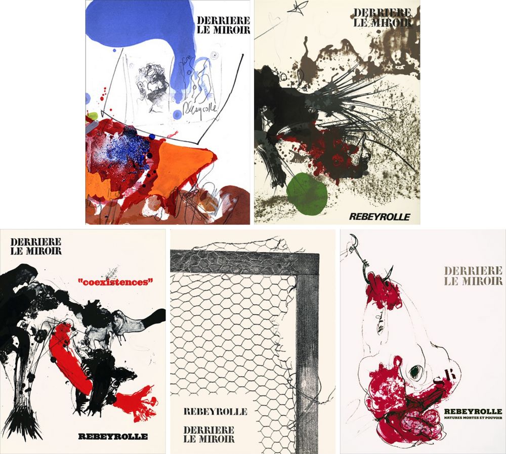 Illustriertes Buch Rebeyrolle - REBEYROLLE : Collection complète des 5 volumes de la revue DERRIÈRE LE MIROIR consacrés à Paul Rebeyrolle (parus de 1967 à 1976). 32 LITHOGRAPHIES ORIGINALES.