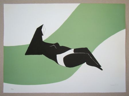 Lithographie Chadwick - Reclining Figure on Green Wave