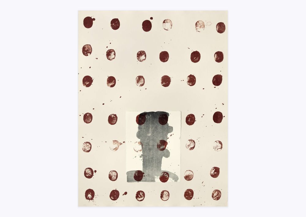 Lithographie Brown - Red spots I