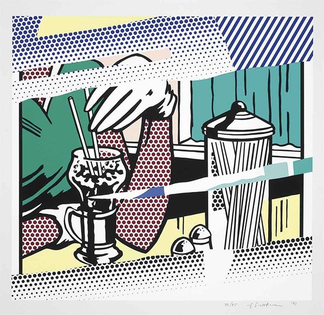 Siebdruck Lichtenstein - REFLECTIONS ON SODA FOUNTAIN