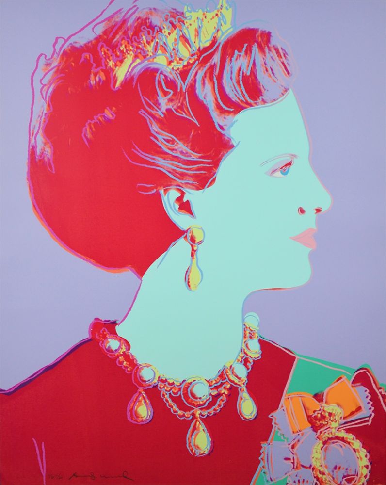 Siebdruck Warhol - Reigning Queens Series, Queen Margrethe II of Denmark (Violet)