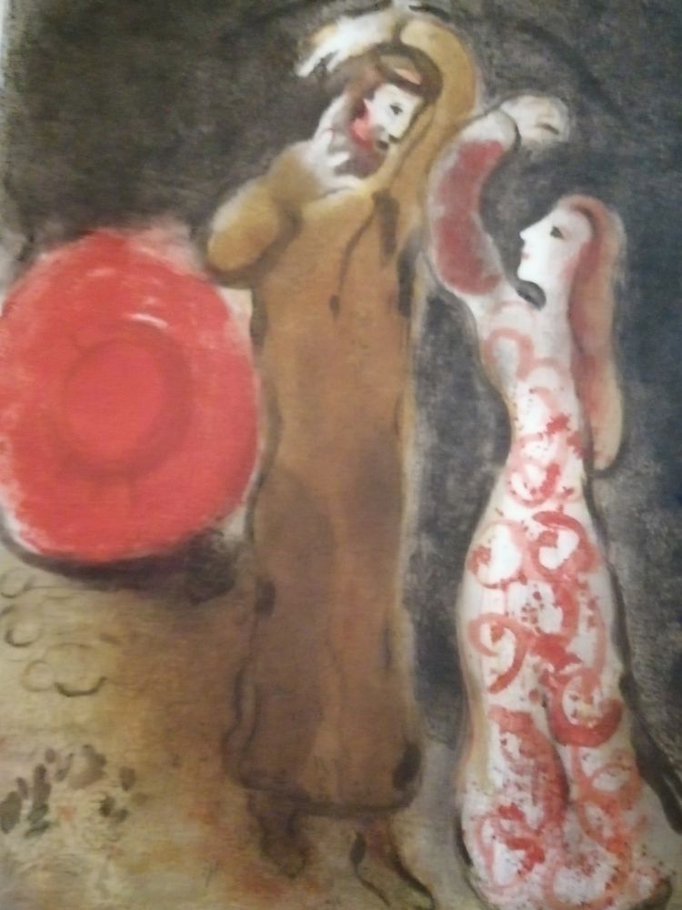 Lithographie Chagall - Rencontre entre Ruth et Booz