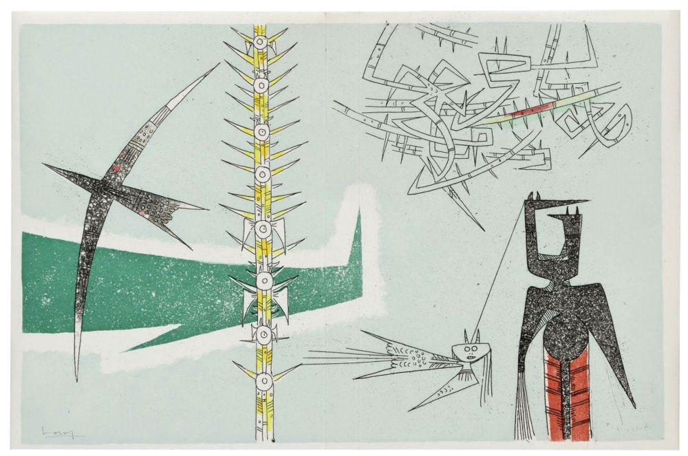 Illustriertes Buch Lam - René Char. LE REMPART DE BRINDILLES. 5 gravures de Wifredo Lam (Broder Editeur 1953).