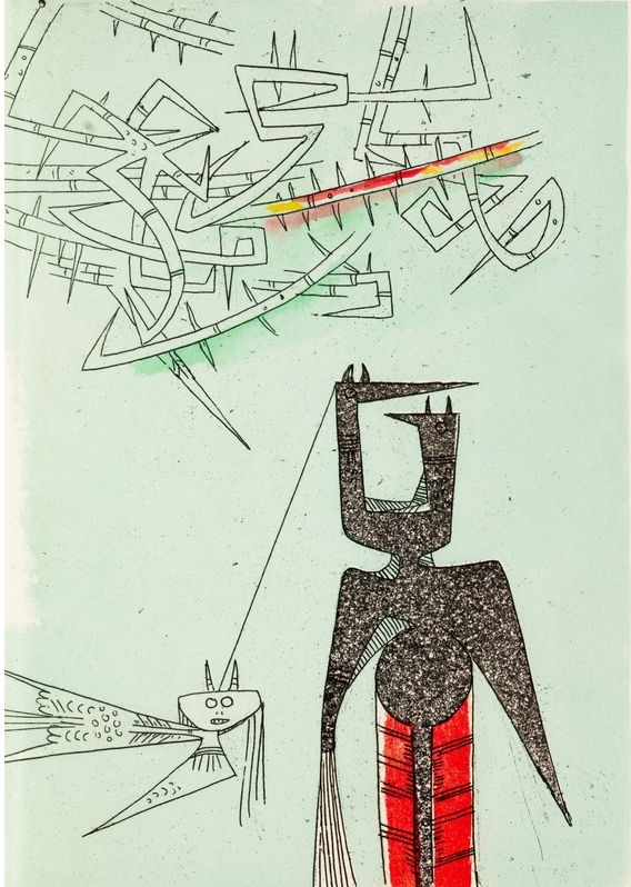 Illustriertes Buch Lam - René Char. LE REMPART DE BRINDILLES. 5 gravures de Wilfredo Lam (Broder Editeur 1953).