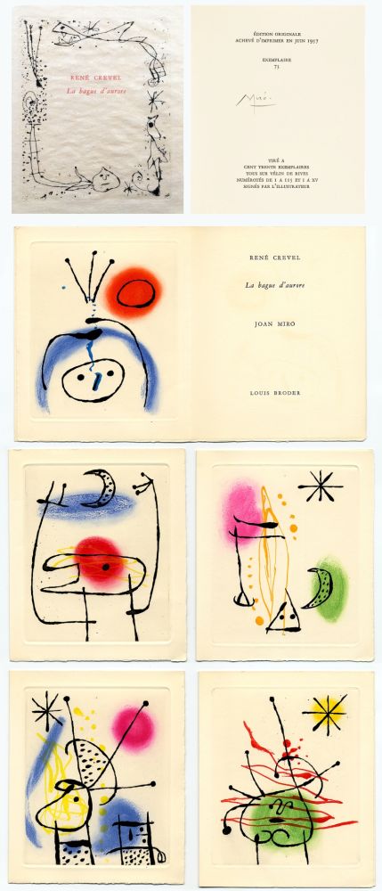 Illustriertes Buch Miró - René Crevel. LA BAGUE D'AURORE. 6 eaux-fortes originales de Miró (1957).