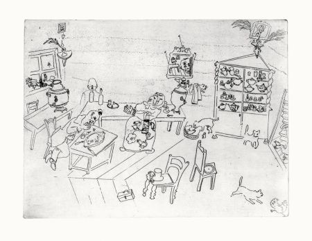 Radierung Chagall - Repas dans le Traktir