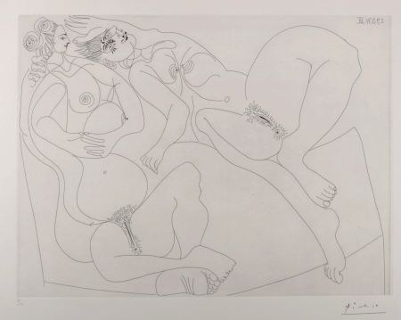 Stich Picasso - Repos, Deux jeunes filles bavardant, 1970