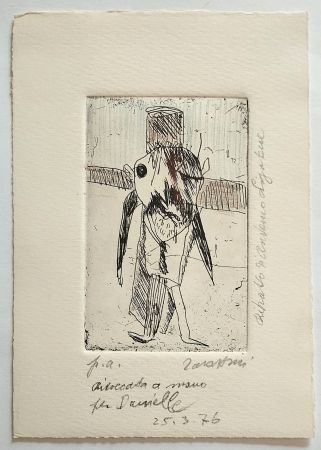 Radierung Zavattini - Ritratto di Antonio Ligabue