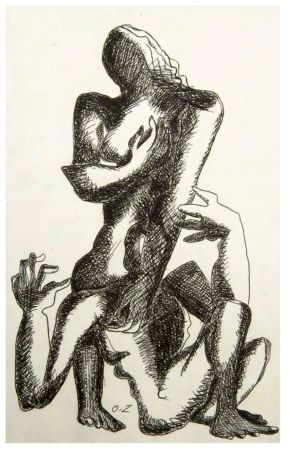 Illustriertes Buch Zadkine - Robert Ganzo. LESPUGUE. 6 eaux fortes et un dessin orignial signé (1966)